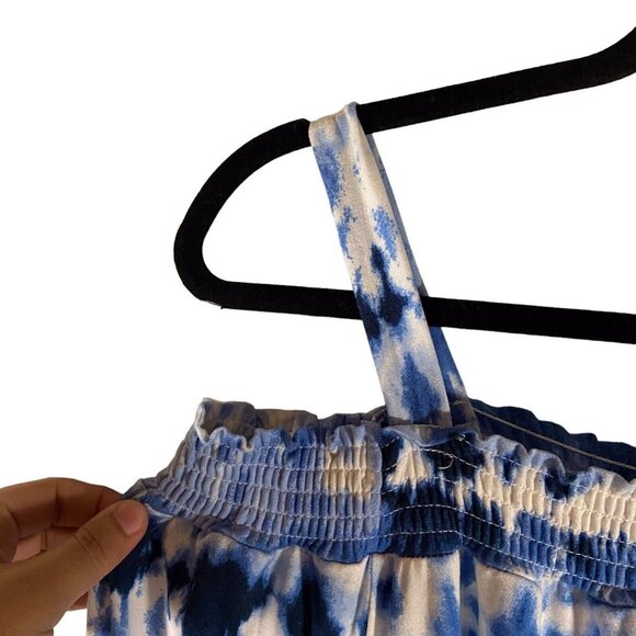 French Laundry Women Size Medium Blue Tie‎ Dye Mini Dress Cut Out Shoulder Tunic - Picture 3 of 9